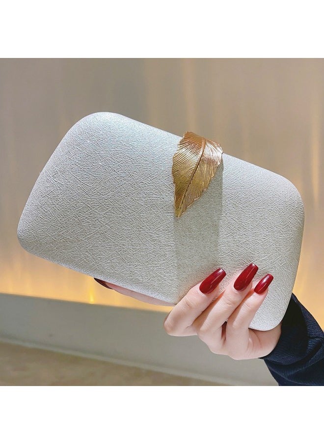 WAOKN - Women's Leaf-embellished Clutch Bag, Ladies Solid Dress Banquet Bag Tote Bag Handbag, Stylish Chain Shoulder Bag Carrying Bag Sling Bag Side Bag for Parties, Dinners, and Weddings - Image 1