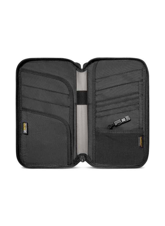 Tomtoc Navigator-T03 Passport Holder Family with RFID Blocking, Passport Wallet Women Men, with Airtag & Sim Card Holder and Eject Pin, Travel Document Organizer with Wrist Strap, Up to 4 Passports, Water-resistant - Image 4