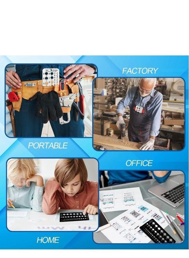 2 Pieces Fractional Drill Bit Size Gauge Drill Bit Gauge Stainless Steel Drill Gauge 29 Holes Metal Drill Size Gauge Tool for 1/16 Inch to 1/2 Inch Size Bits Measurement (Silver+Black) - Image 4