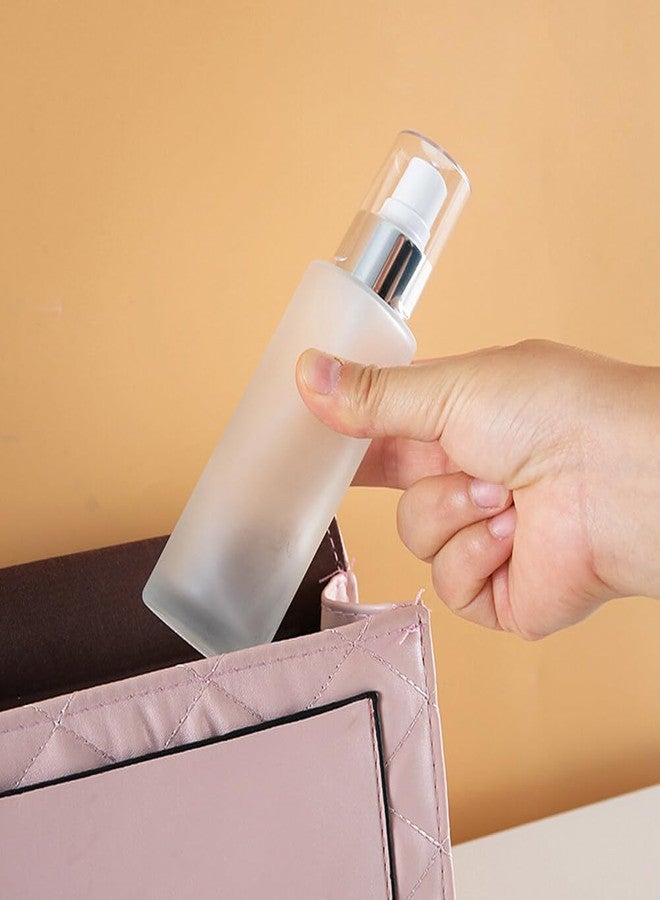 Quupy 2PCS 100ml/3.5oz Empty Refillable Frosted Glass Foundation Bottle Travel Pump Containers Makeup Cosmetic Storage Vials Jar Pot for Lotion Cream Serums Liquids - Image 4