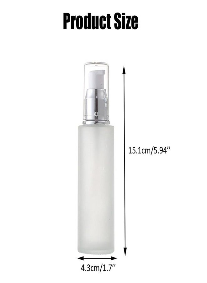 Quupy 2PCS 100ml/3.5oz Empty Refillable Frosted Glass Foundation Bottle Travel Pump Containers Makeup Cosmetic Storage Vials Jar Pot for Lotion Cream Serums Liquids - Image 2