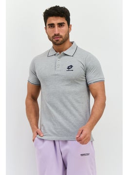 LOTTO Men Sportswear Fit Short Sleeves Outdoor Polo Shirt, Grey  - Image 1