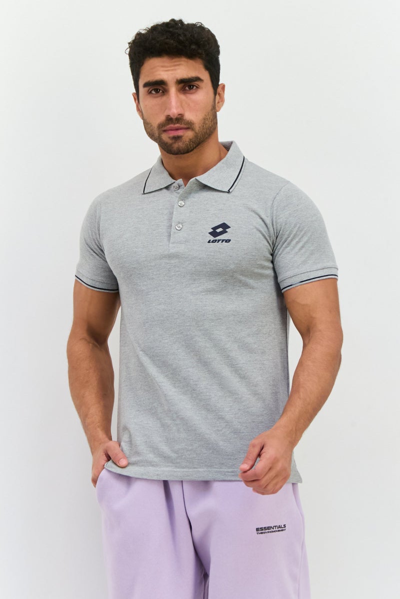 LOTTO Men Sportswear Fit Short Sleeves Outdoor Polo Shirt, Grey - Image 1