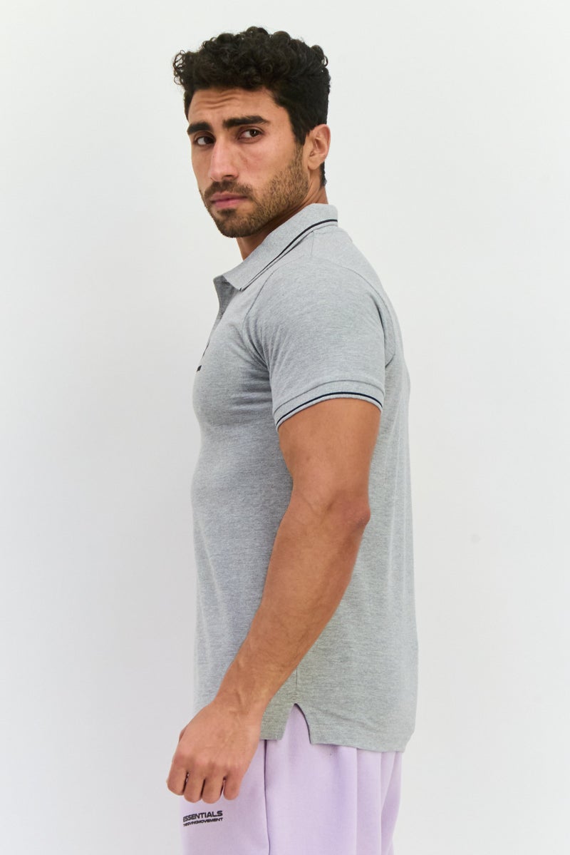 LOTTO Men Sportswear Fit Short Sleeves Outdoor Polo Shirt, Grey - Image 2