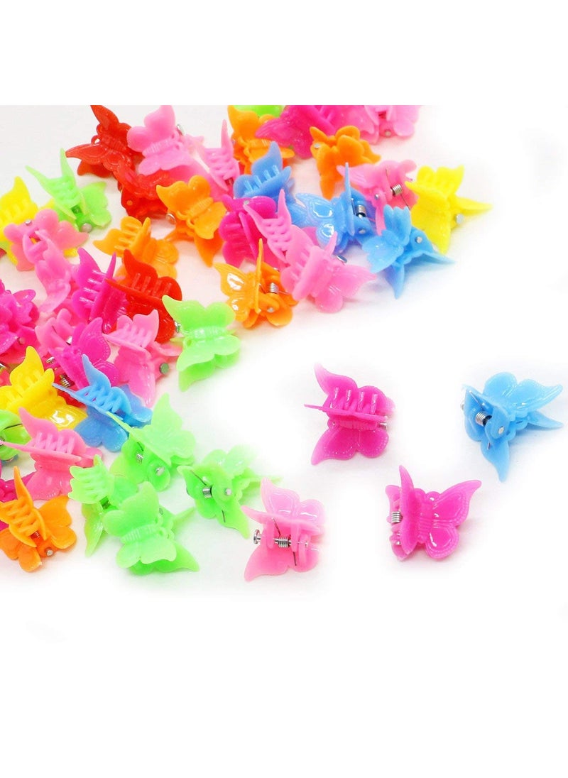 esowemsn 50 Pcs Mixed Color Mini Plastic Beautiful Butterfly Hair Clips Hair Accessories Hair Clip for Women Lady and GirlsRandom Color 
