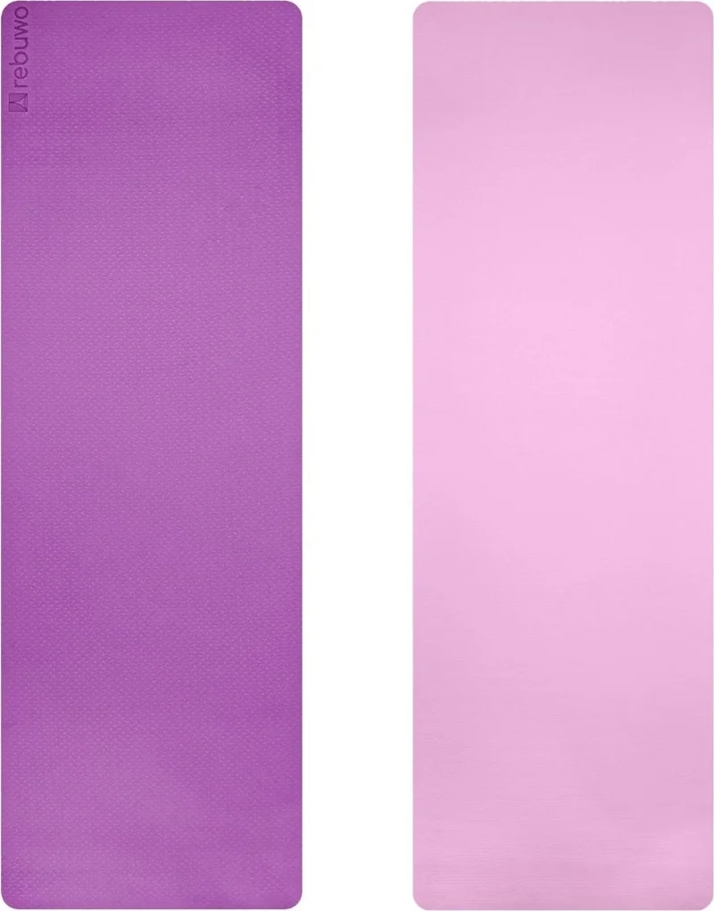Rebuwo Double Sided 6mm TPE Anti-Slip Yoga Mat Pilates Mat 183 X 63 cm Purple