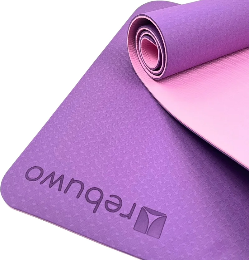 Rebuwo Double Sided 6mm TPE Anti-Slip Yoga Mat Pilates Mat 183 X 63 cm Purple