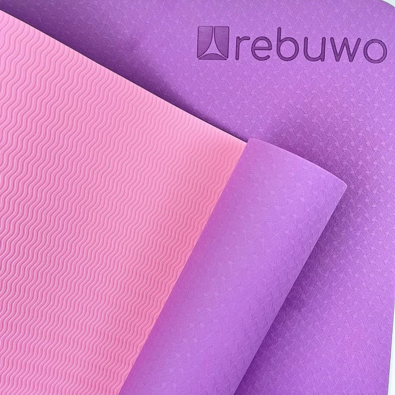 Rebuwo Double Sided 6mm TPE Anti-Slip Yoga Mat Pilates Mat 183 X 63 cm Purple