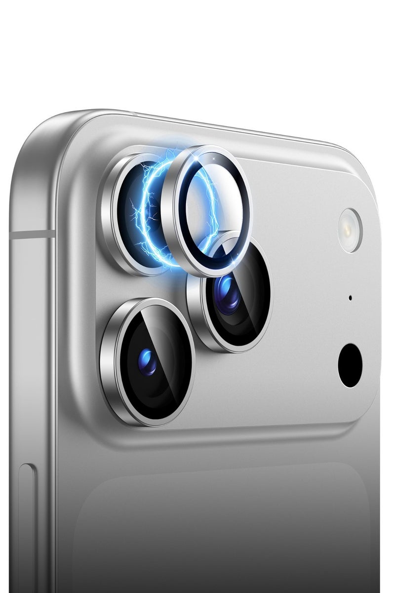 جرين ليون عدسة كاميرا كلاسيكية لهاتف iPhone 17Pro/ Pro max / جودة تصوير أفضل / عدسة سهلة التركيب - فضي - Image 2