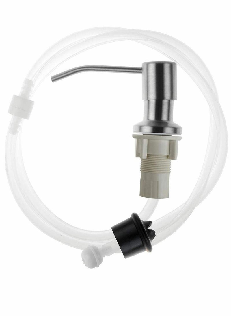 Soap Dispenser for Kitchen Sink, Countertop Built in 304 Stainless Steel Liquid Pump, Manual Press Head, with Extension Tube and Caps (Brushed Nickel)  - Image 3