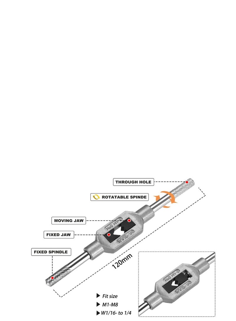 Yakumuz 10pcs Micro Taps Bit Yakumuz Small Hand Screw Thread Taps M1-M3.5 HSS Mini Metric Plug Tap Screw Tap Drill Tap Drill Set Tapping tool with Adjustable Tap Wrench 1/16-1/4'' - Image 3