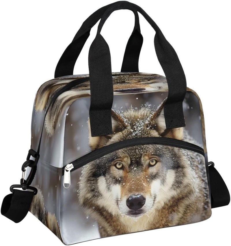 Insulated Animal Gray Wolf Lunch Box For Kids Large Capacity Reusable Lunchbox Leakproof Cooler Tote Bag Portable Lunch Meal Prep Pail For Boys Girls Chirld Teens School Travel Picnic - Image 1