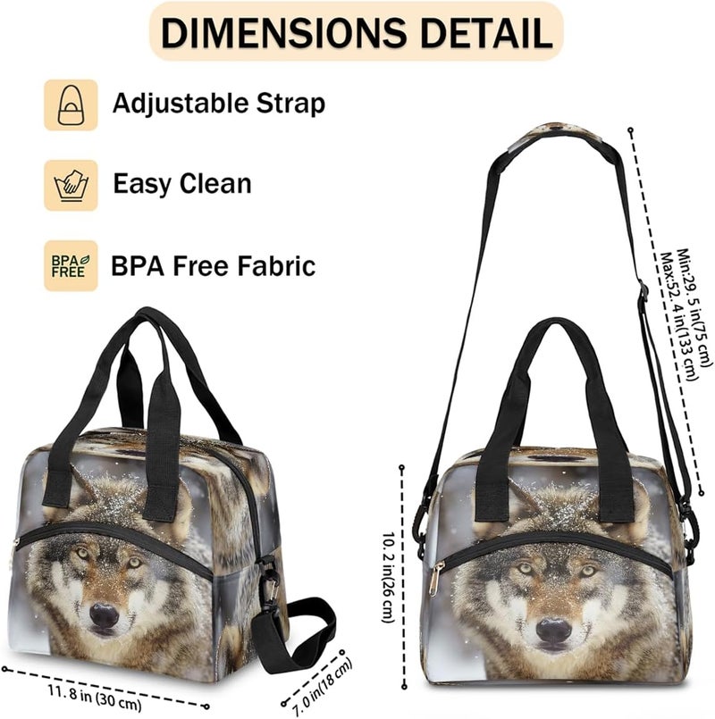 Insulated Animal Gray Wolf Lunch Box For Kids Large Capacity Reusable Lunchbox Leakproof Cooler Tote Bag Portable Lunch Meal Prep Pail For Boys Girls Chirld Teens School Travel Picnic - Image 4