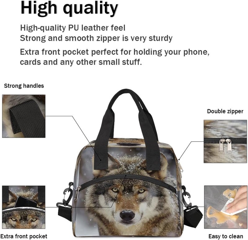 Insulated Animal Gray Wolf Lunch Box For Kids Large Capacity Reusable Lunchbox Leakproof Cooler Tote Bag Portable Lunch Meal Prep Pail For Boys Girls Chirld Teens School Travel Picnic - Image 5