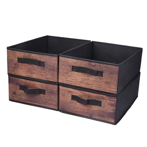 BOMKEE Clothings Collapsible Storage Bins, Foldable Organizers and Storage Baskets Cube Storage Bin for Bedroom Living Room (4 Pack, MZWL, 15.4x11.4x5.5inch) - Image 1