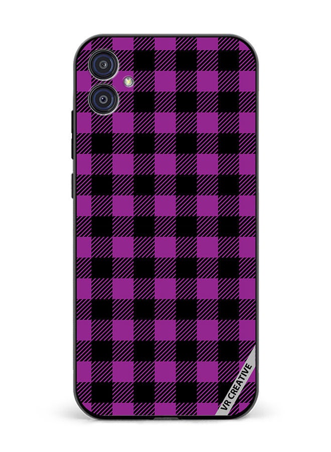 VR CREATIVE Protective Case Cover For Samsung Galaxy M04/F04 Purple And Black Chequered Design Seamless Pattern Design Multicolour - Image 1