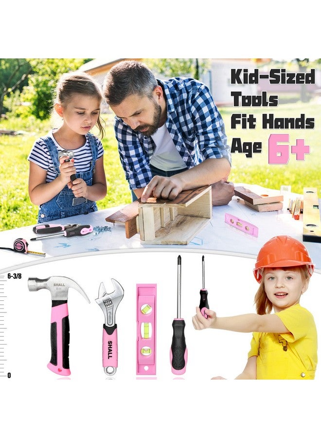 SHALL 26-Piece Kids Size Tool Set, Pink Real Tools for Kids with 12" Tool Bag, Safety Certified Children Learning Tool Kit with Hand Tools for Boys & Girls Age 6+, DIY Building, Woodwork, Construction - Image 3