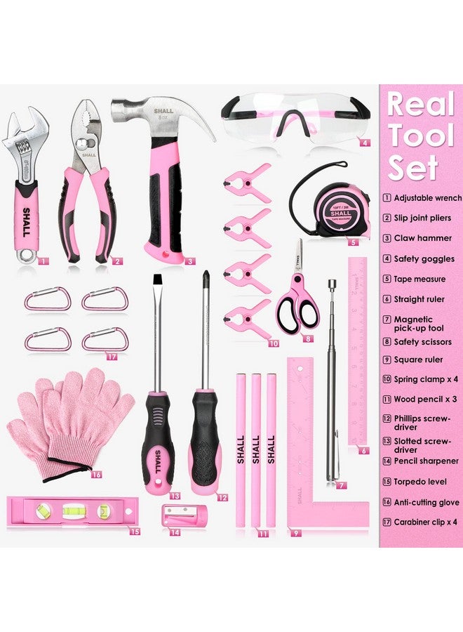 SHALL 26-Piece Kids Size Tool Set, Pink Real Tools for Kids with 12" Tool Bag, Safety Certified Children Learning Tool Kit with Hand Tools for Boys & Girls Age 6+, DIY Building, Woodwork, Construction - Image 4
