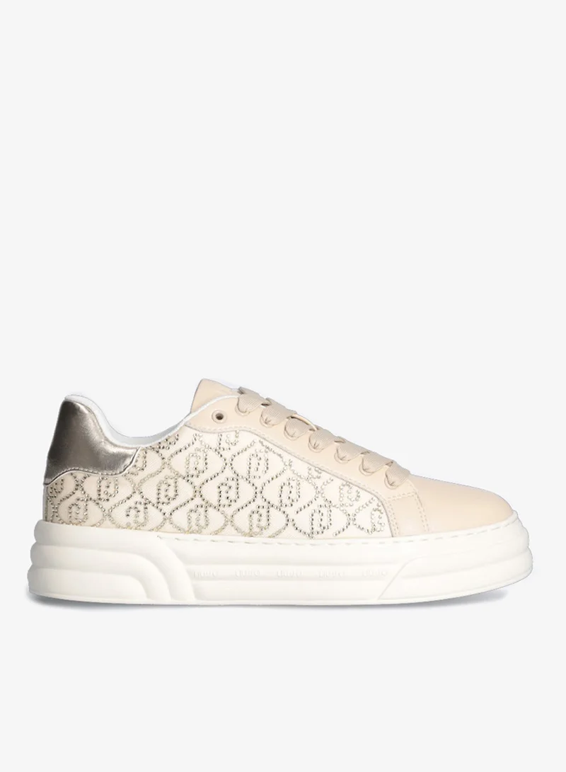 ليو جو حذاء رياضي بمنصة وشعار مرصع بالكريستال