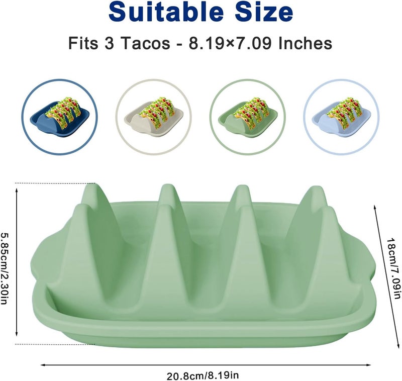 InchUp Silicone Taco Holder Set of 2 - Reusable Taco Stands with Dividers, Taco Tuesday Kit for Family Mexican Meals, Non-Slip Sturdy Taco Tray Racks, Dishwasher & Microwave Safe - Image 2