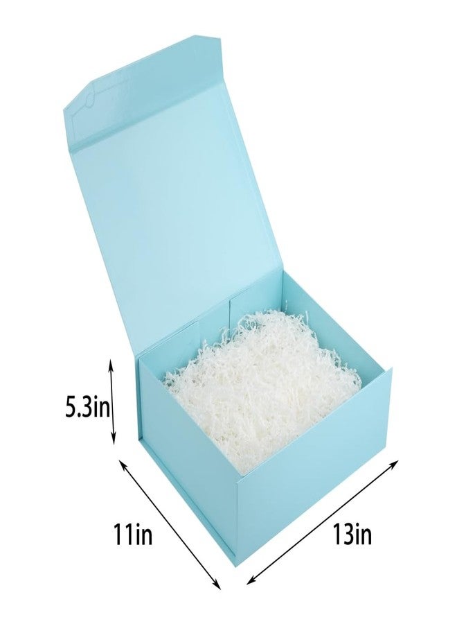 PACKGILO 1 Pcs Blue Gift Box Large 13x11x5.3 Inch Large Black Gift Box Large Magnetic Gift Box with Crinkle Paper Blue Large Gift Box with Shredded Paper Luxury Gift Boxes with Lids for Presents - Image 3