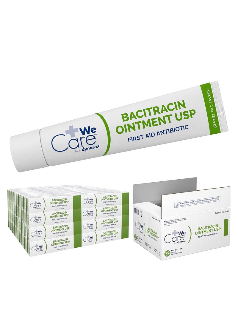 Dynarex Dynarex 1163 Bacitracin Topical Ointment USP for Minor Cut, Scrape and Burn, 1 oz. Tube, Pack of 72 