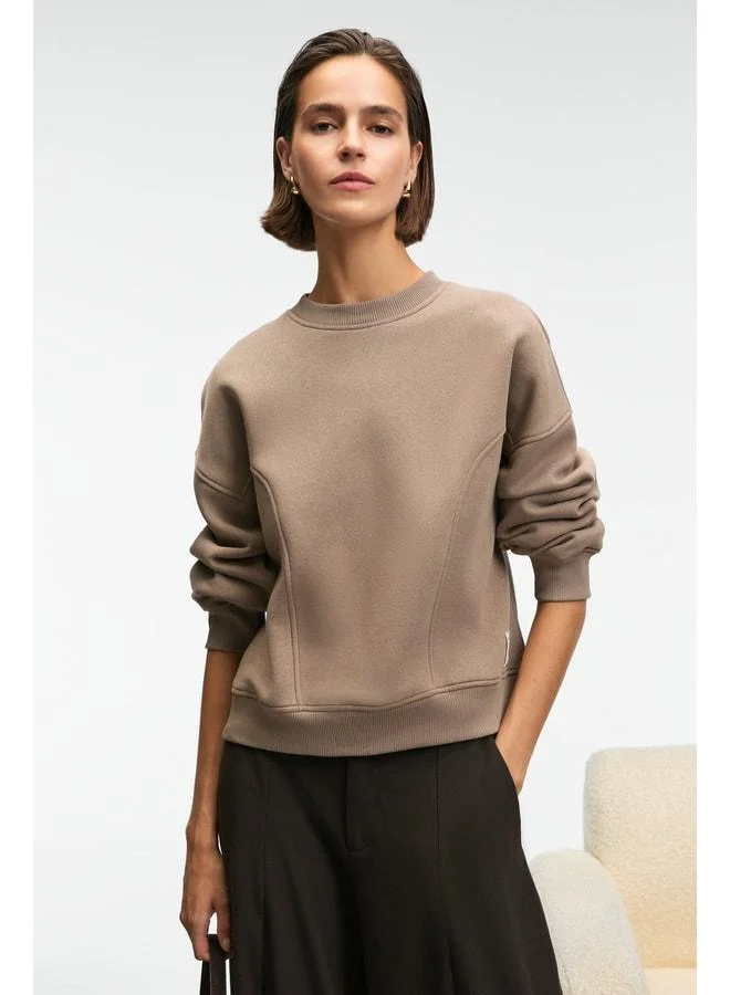 Grimelange SERENYA Women's Cotton Label-Detail Polo Neck Vizon Sweatshirt.
