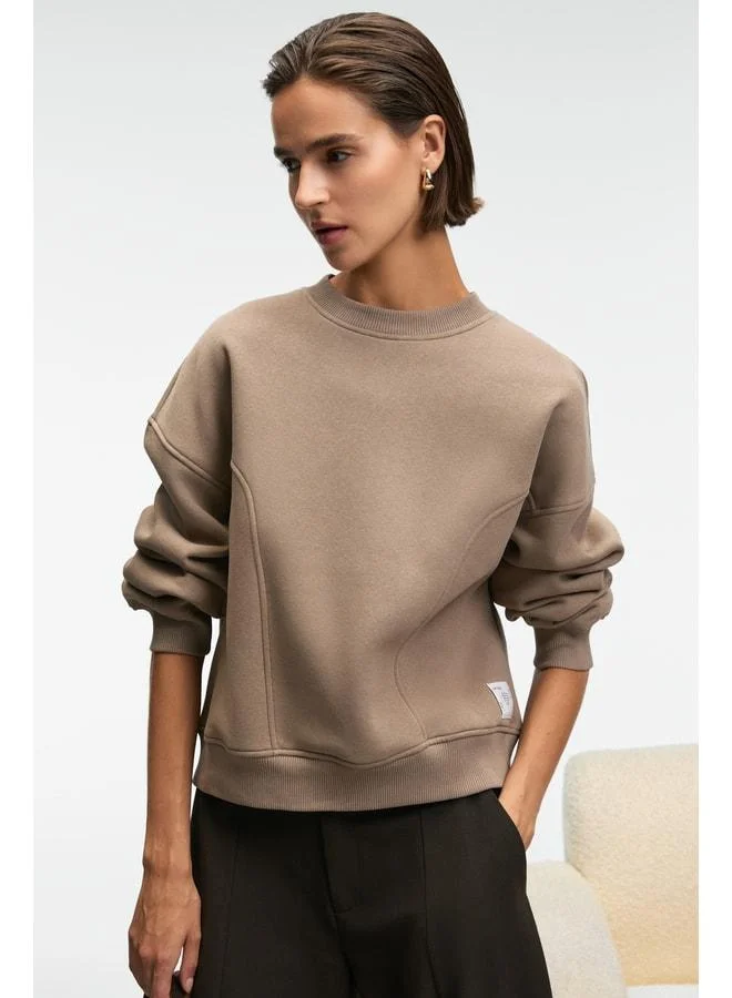 Grimelange SERENYA Women's Cotton Label-Detail Polo Neck Vizon Sweatshirt.