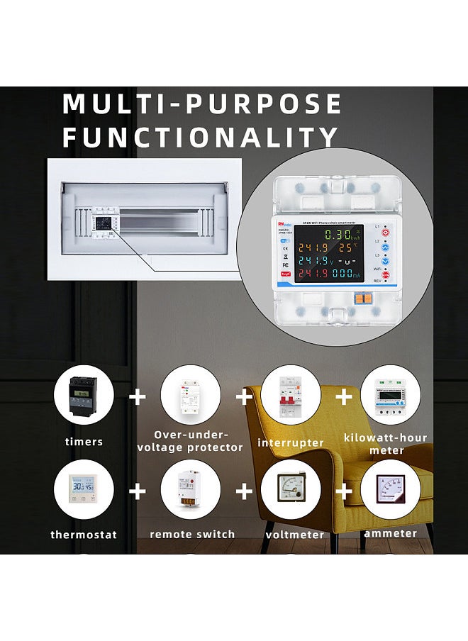 Tuya WiFi Intelligent Circuit Breaker Automatic Reclosure Protector 3P4W Power Meter Three Phase Reclosure Switch with Multiple Protections Timing Schedule Electricity Metering Functions  - Image 5