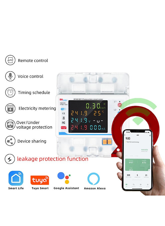 Tuya WiFi Intelligent Circuit Breaker Automatic Reclosure Protector 3P4W Power Meter Three Phase Reclosure Switch with Multiple Protections Timing Schedule Electricity Metering Functions  - Image 4