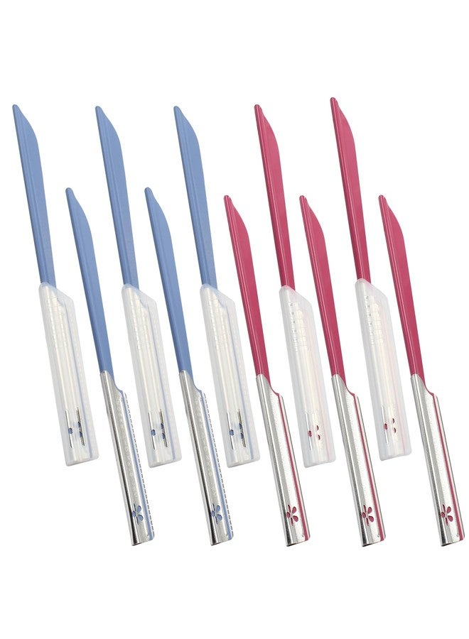 Coufce 10 pcs Eyebrow Razor WomenFace Razors Facial Hair Removal Exfoliating Dermaplaning Tool Face Shavers Upper Lip Hair Removal Travel Razor(Red and Blue) - Image 5