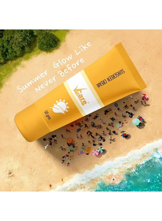 في كير عامل حماية من الشمس 30 وغسول الوجه الصيفي للوجه للنساء والرجال، البشرة الدهنية والجافة، مقشر الوجه بالجوز، كريم الحماية من الشمس، مجموعة كومبو للعناية بالبشرة الصيفية (50 جم + 50 جم + 50 جم) - Image 5