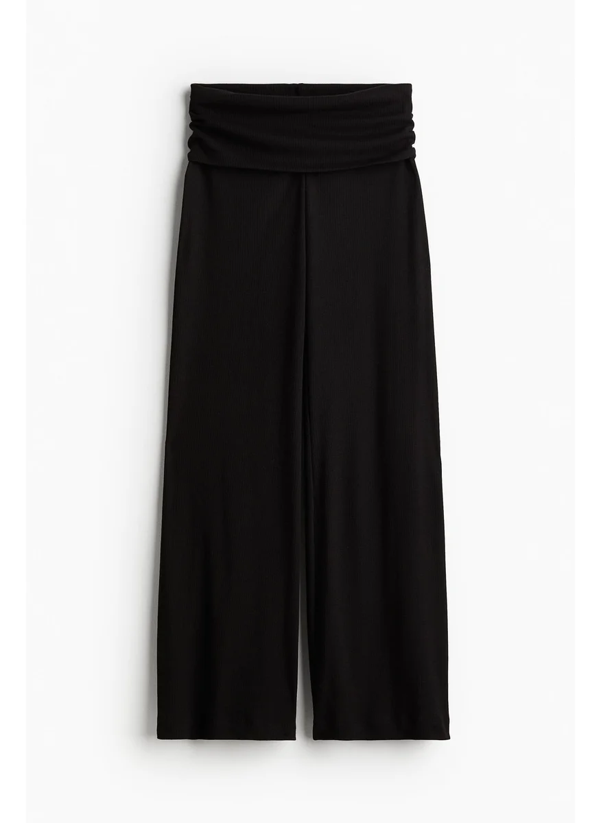 اتش اند ام Ribbed Wide-Leg Trousers