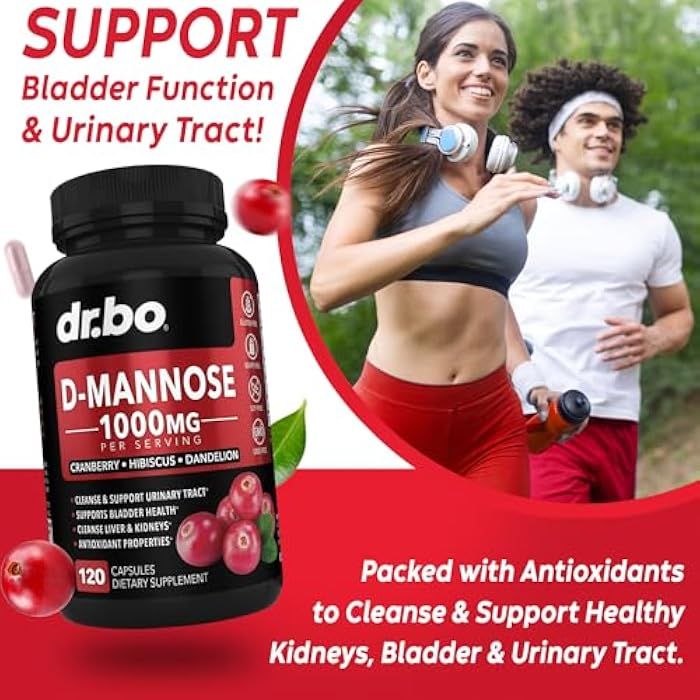 dr.bo D Mannose Supplements for Women Pills - Natural D-Mannose 500mg Capsules, Cranberry DMannose Pills 1000mg Per Serving - Bladder Flush & Urinary Tract Cleanse Health Supplement - 120 Veg Capsules - Image 3