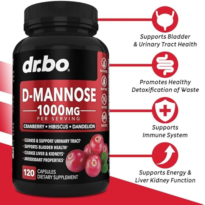 dr.bo D Mannose Supplements for Women Pills - Natural D-Mannose 500mg Capsules, Cranberry DMannose Pills 1000mg Per Serving - Bladder Flush & Urinary Tract Cleanse Health Supplement - 120 Veg Capsules - Image 2