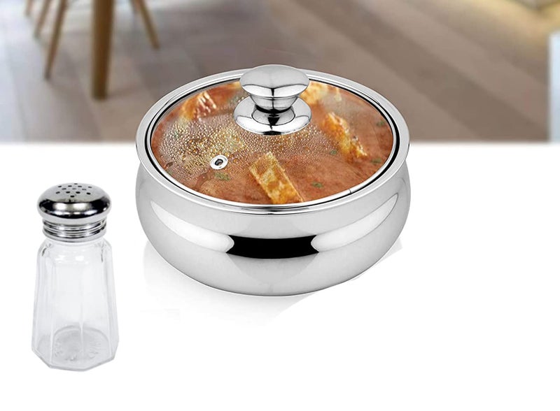 Zaib Stainless Steel Curry Serving Bowl with Glass Lid Insulated Serving Bowl Serving Casserole 1200 ML PNP - Image 4