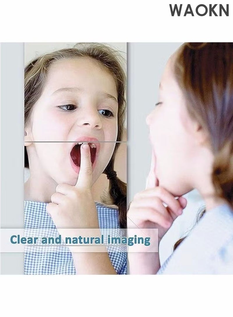 WAOKN Acrylic mirror sticker wall sticker self-adhesive full body mirror, full-length wall mirror tile, 4 frameless wall mirror stickers self-adhesive combination, high-definition makeup mirror used for wall decoration, living room, dressing table, bedroom, splicing dressing mirror. - Image 3