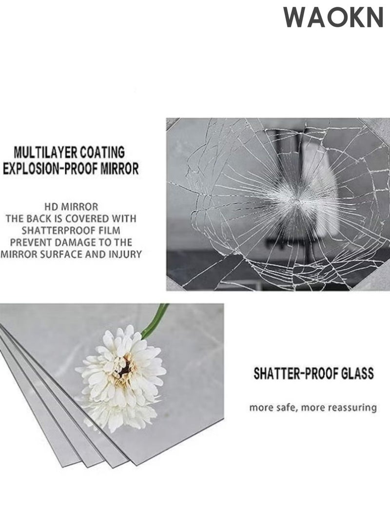 WAOKN Acrylic mirror sticker wall sticker self-adhesive full body mirror, full-length wall mirror tile, 4 frameless wall mirror stickers self-adhesive combination, high-definition makeup mirror used for wall decoration, living room, dressing table, bedroom, splicing dressing mirror. - Image 4