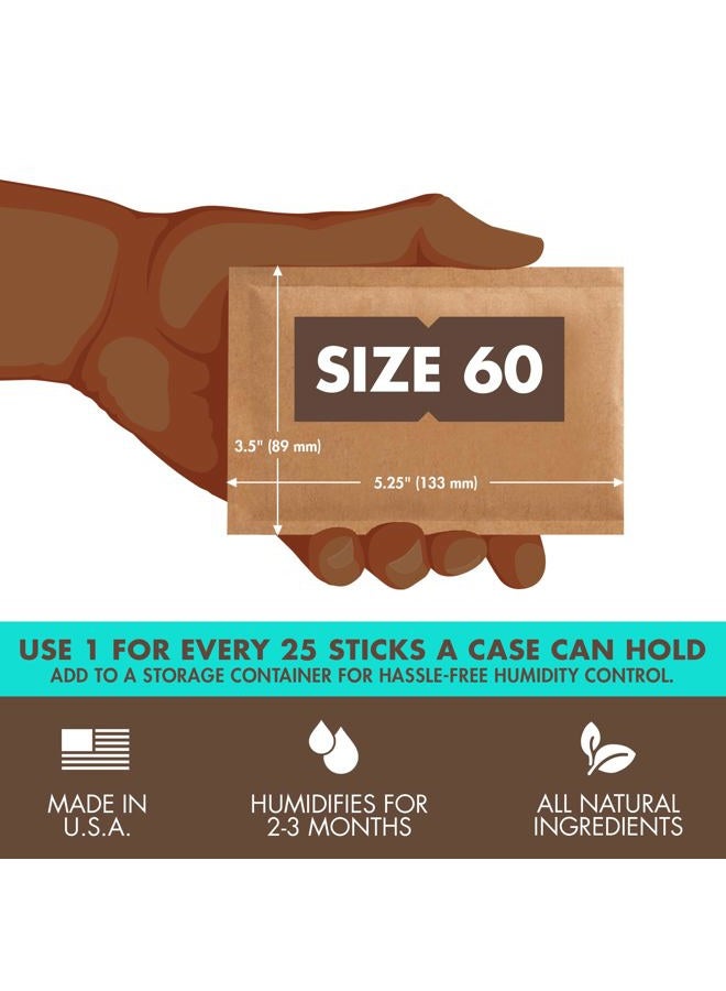 Boveda حزمة التحكم في الرطوبة ثنائية الاتجاه 75% لتخزين حتى 25 عنصرًا - الحجم 60 - مفرد - إصلاح فقدان الرطوبة الكبير في صناديق المرطب غير البلاستيكية - ماص للرطوبة - مرطب - مغلف بشكل فردي - Image 2