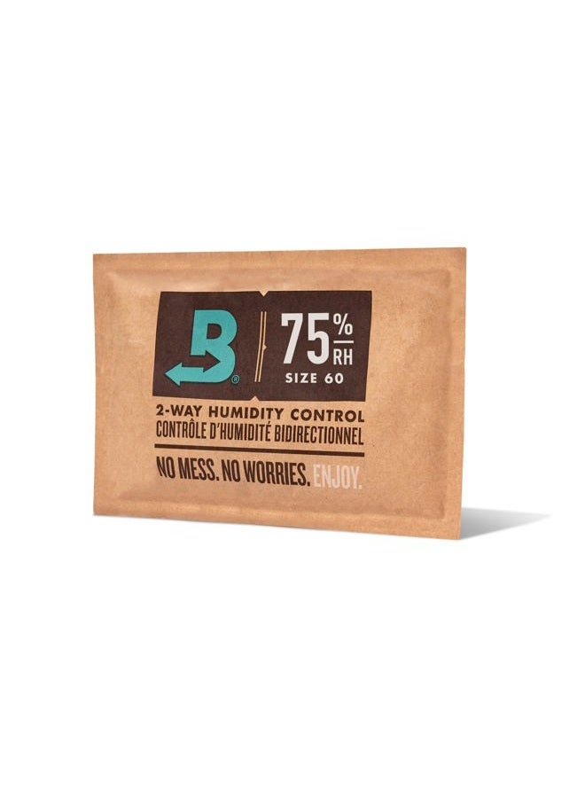 Boveda حزمة التحكم في الرطوبة ثنائية الاتجاه 75% لتخزين حتى 25 عنصرًا - الحجم 60 - مفرد - إصلاح فقدان الرطوبة الكبير في صناديق المرطب غير البلاستيكية - ماص للرطوبة - مرطب - مغلف بشكل فردي - Image 1