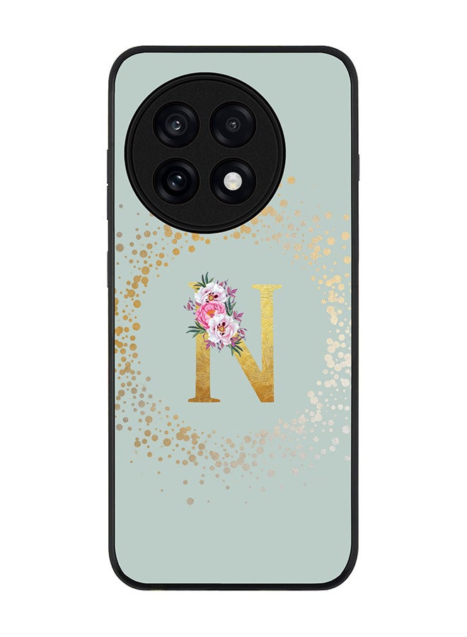 Stylizedd For OnePlus 13R / Ace 5 Pro Case,Slim fit Camera Protection, Shockproof Thin Phone cover  - Custom Monogram Floral - N  (Light Grey )