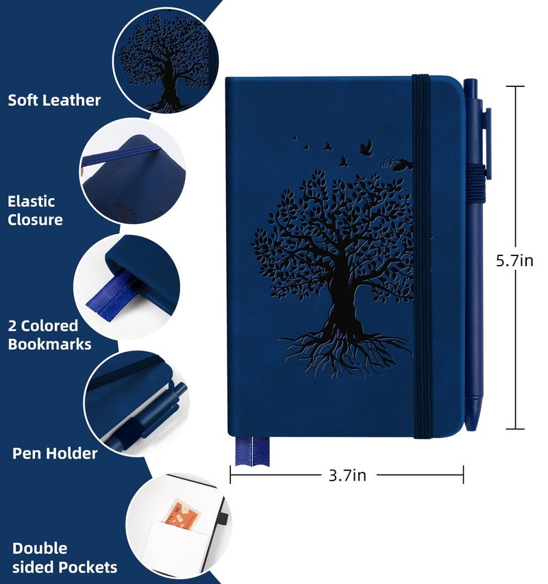 ALKALO 3 Pack Pocket Journaling Notebooks, A6 Small Notebook Total 360 Pages Journaling Notebooks For Note Taking Journals For Writing Mini Note Pads With Pen Holder 100 GSM Thick Paper( Brown,Blue,Black) - Image 2