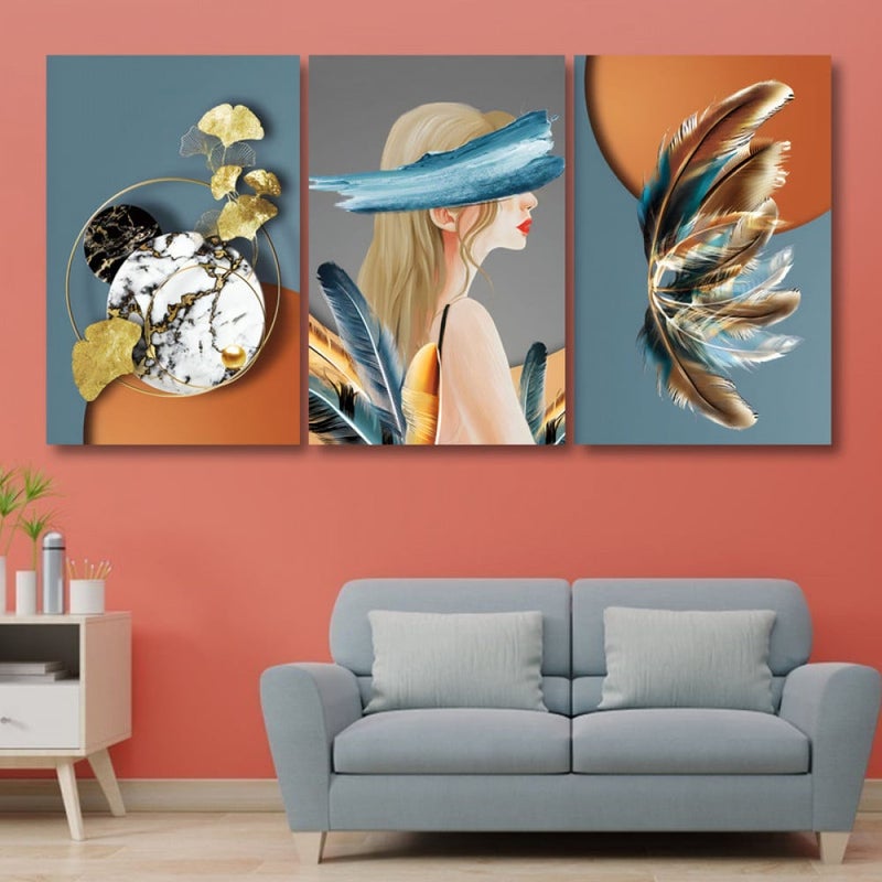 Marktna Three luxurious canvas prints with a modern design and a hollow frame, measuring (120×60), three pieces - Image 1