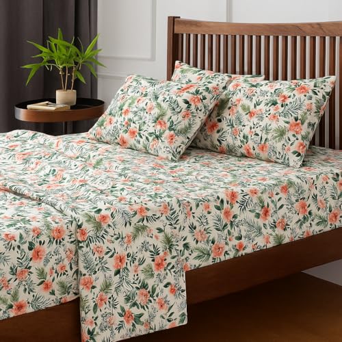 Cottington Lane King Size Microfiber Bedsheet Set – Petal Dream Print | Ultra-Soft, Wrinkle-Free | 1 Flat Sheet (108x108 Inch) + 2 Pillow Covers - Image 2