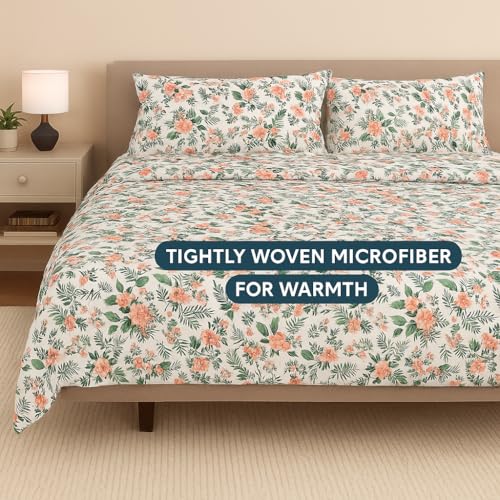Cottington Lane King Size Microfiber Bedsheet Set – Petal Dream Print | Ultra-Soft, Wrinkle-Free | 1 Flat Sheet (108x108 Inch) + 2 Pillow Covers - Image 3