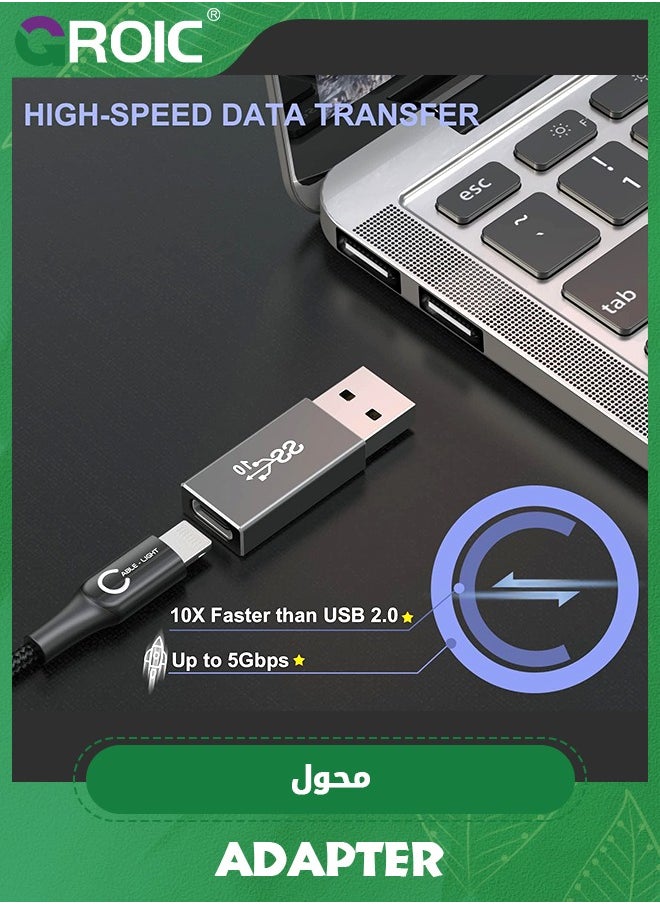 GROIC USB to USB C Adapter,10Gbps Double-Sided SuperSpeed Data Sync & Fast Charging,Gen2 Type C Female to USB Male Converter for iPhone 15 Pro Max,Portable SSD,iPad,PC,VR-USB 3 Male to USB C Female Adapter  - Image 4