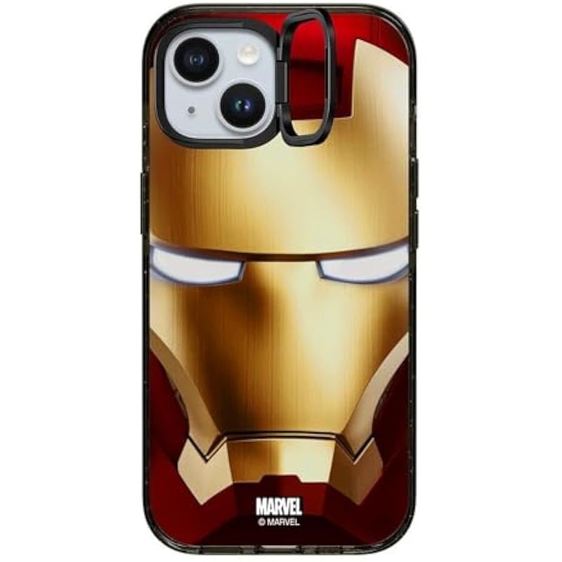 Casetify Impact Ring Stand iPhone 15 Case 【Iron Man Co-Lab / 3X Military Grade Drop Tested / 6.6ft Drop Protection/Compatible with Magsafe】 - Iron Man Hero Mask - Clear Black - Image 4