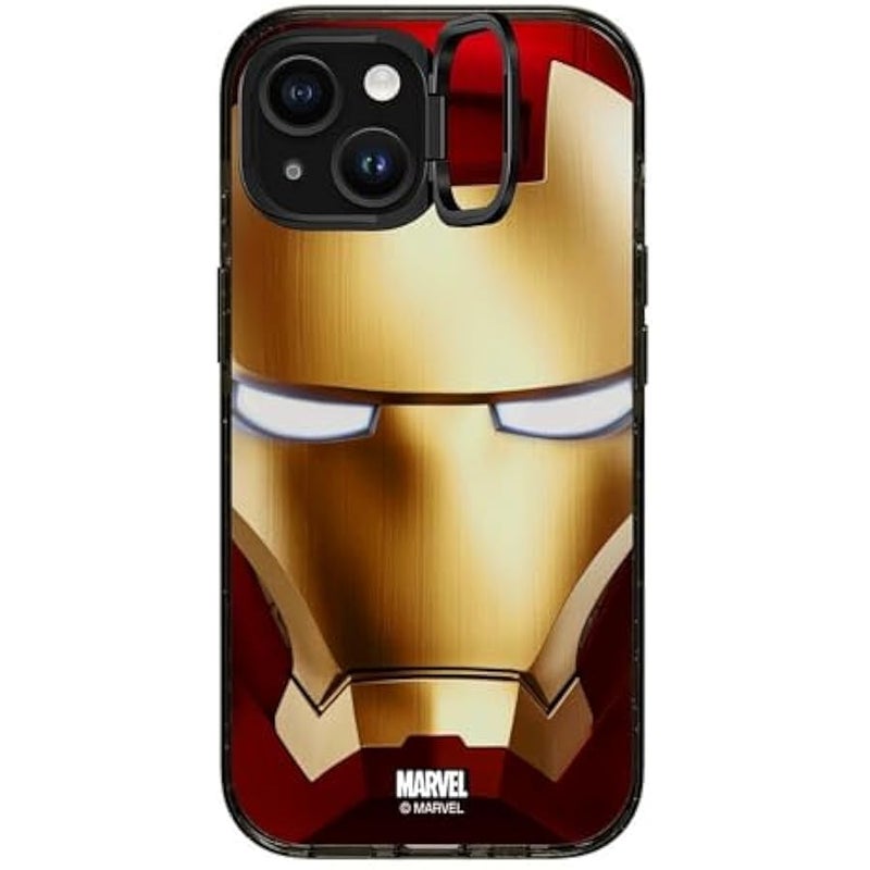 Casetify Impact Ring Stand iPhone 15 Case 【Iron Man Co-Lab / 3X Military Grade Drop Tested / 6.6ft Drop Protection/Compatible with Magsafe】 - Iron Man Hero Mask - Clear Black - Image 5