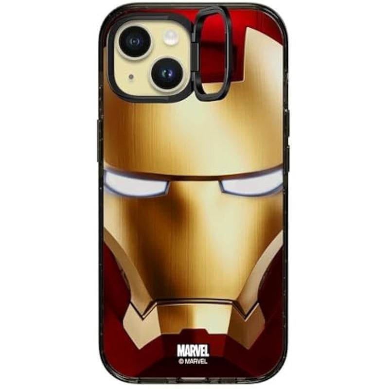 Casetify Impact Ring Stand iPhone 15 Case 【Iron Man Co-Lab / 3X Military Grade Drop Tested / 6.6ft Drop Protection/Compatible with Magsafe】 - Iron Man Hero Mask - Clear Black - Image 2