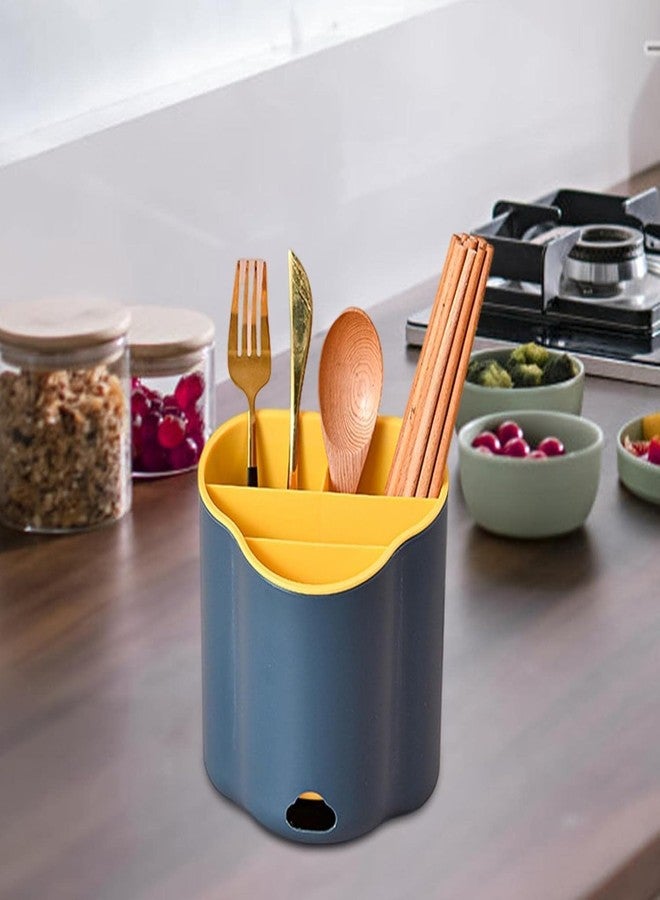 OTIPORTER Chopstick Drain Holder | Utensil Drain Holder For Countertop, Four Grids Utensil Storage, Cloud Design Crock Kitchen Countertop Organizer - Image 4